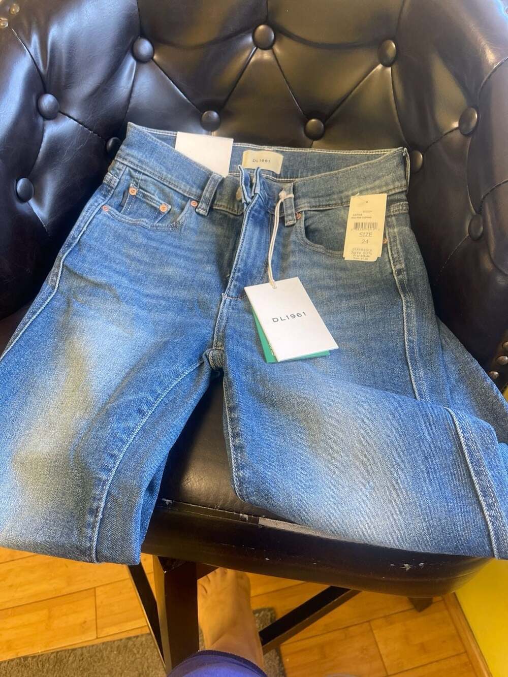 DL1961 Milton Cupro Mid-Rise Skinny Jeans in Blue